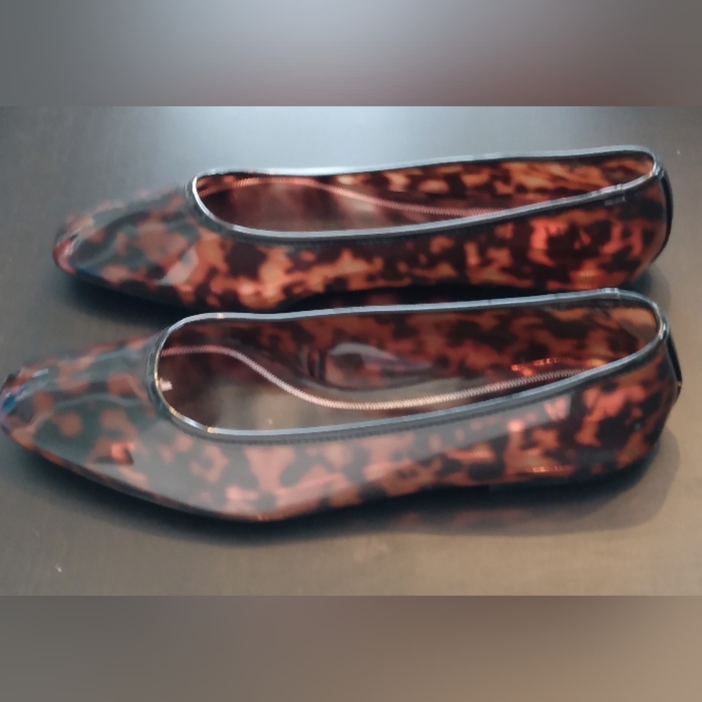 Zara Tortoise Patterned Vinyl Ballet Flats - Picture 2 of 3